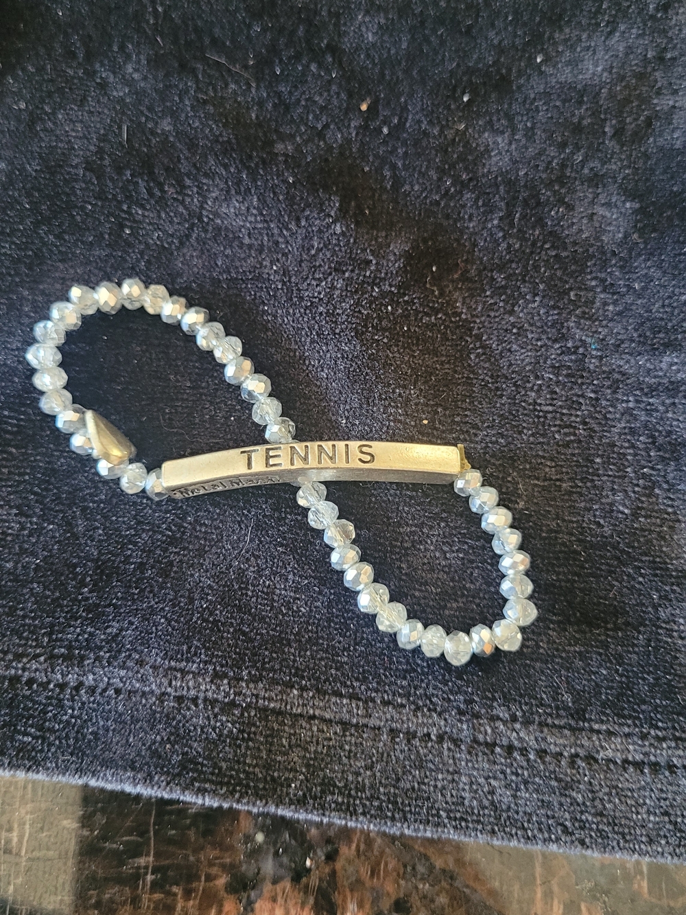 Tennis Bar Beaded Stretch Bracelet - Silver & Clear